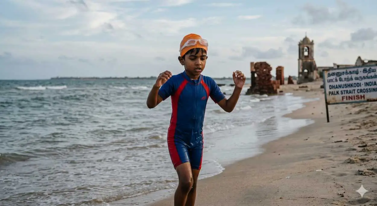 7-year-old Ranchi boy swims Palk Strait in world record