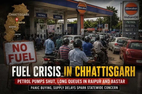 Chhattisgarh Fuel Panic Sparks Long Queues in Raipur