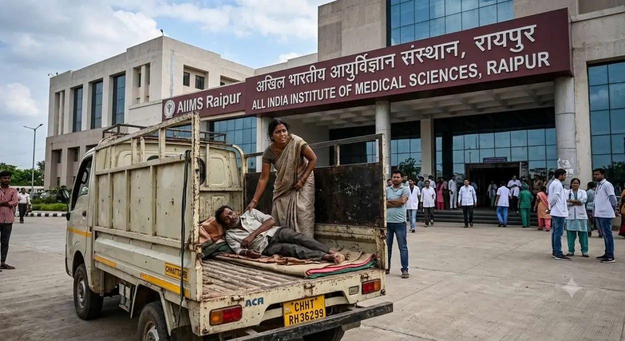Disgrace at AIIMS Raipur: Premier Hospital Abandons Patient to a Cargo Truck, Exposing a Rotting Healthcare System 1 img 2045