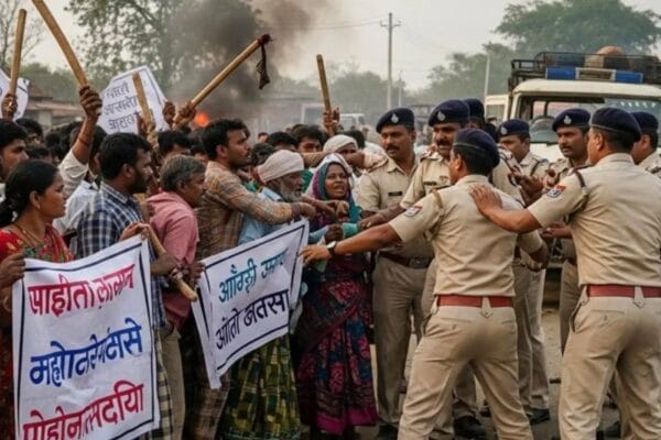 Mob Violence Halts Jindal Coal Hearing: Police Vehicles Torched, Process Cancelled in Raigarh