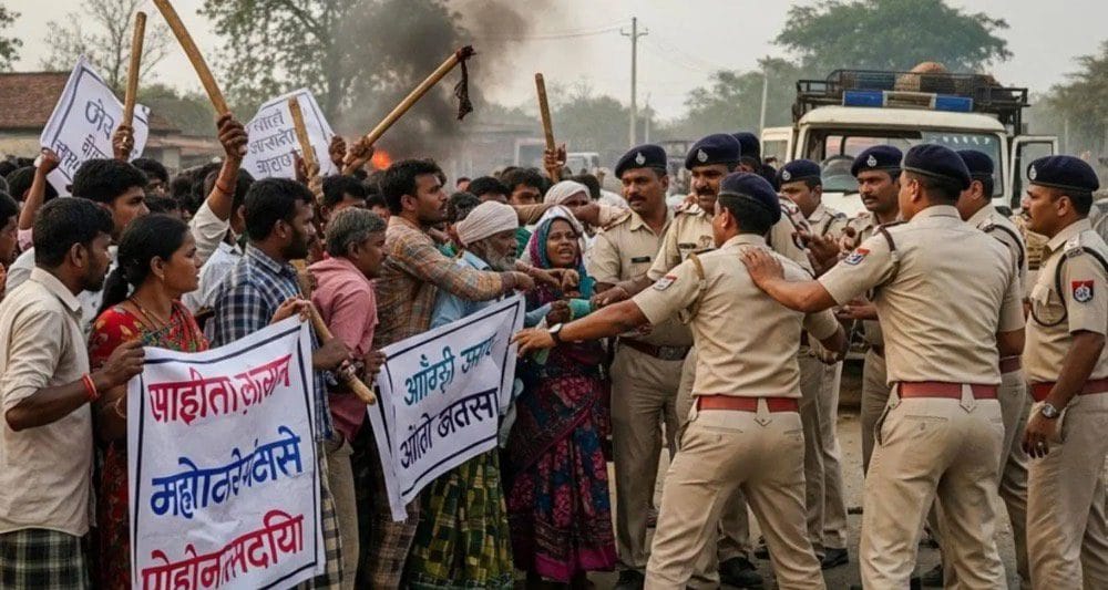 Mob Violence Halts Jindal Coal Hearing: Police Vehicles Torched, Process Cancelled in Raigarh